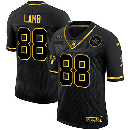 Dallas Cowboys #88 CeeDee Lamb Men Nike 2020 Salute To Service Golden Limited NFL black Jerseys